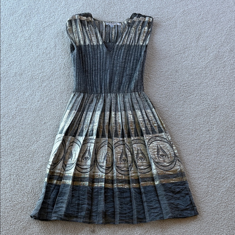 Max Studio Gray and Gold Midi Dress - Picture 2 of 5